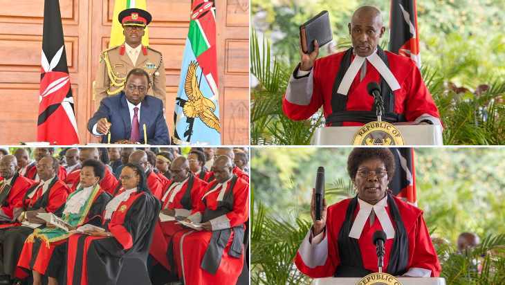 The swearing-in ceremony of 20 newly appointed judges of the High Court at State House, Nairobi.